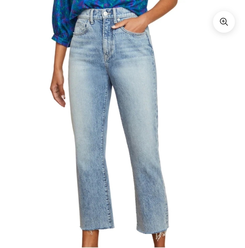 Veronica Beard Carly Kick Flare High Rise Jeans Pebble Stone Size 27 Raw Hem